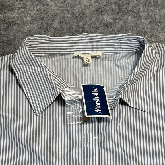 Jane and Delancey Stripe Button Up Shirt Womens1X Gray White Blouse 100% Cotton - Picture 10 of 17